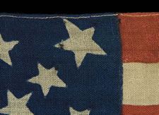 38 STARS, COLORADO STATEHOOD, A VERY RARE MEDALLION PATTERN FLAG WITH 4 LARGE CORNER STARS, MADE FOR THE 1876 CENTENNIAL