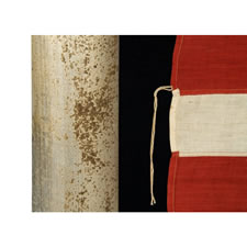 38 STARS IN A DOUBLE-WREATH WITH A HUGE CENTER STAR, WITH A BRILLIANT ROYAL BLUE CANTON, ON A SEWN FLAG WITH ESPECIALLY SMALL SCALE FOR THE 19TH CENTURY, 1876-1889, COLORADO STATEHOOD