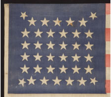 38 STARS IN AN EXTREMELY RARE "BEEHIVE" CONFIGURATION, AN EXTRAORDINARY EXAMPLE, 1876-1889, COLORADO STATEHOOD