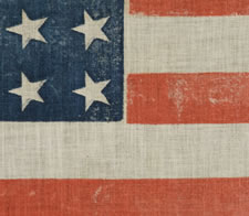 38 STARS IN AN EXTREMELY RARE LINEAL CONFIGURATION THAT HAS 4 TINY STARS EMBEDDED IN THE PATTERN, 1876-1889, COLORADO STATEHOOD