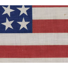 38 STARS IN AN EXTREMELY RARE PATTERN THAT BEARS A CLUSTER OF 6 SMALL STARS WITHIN A LINEAL PATTERN OF LARGER STARS, 1876-1889, COLORADO STATEHOOD