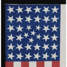 38 STARS IN AN EXTREMELY RARE PATTERN THAT BEARS A CLUSTER OF 6 SMALL STARS WITHIN A LINEAL PATTERN OF LARGER STARS, 1876-1889, COLORADO STATEHOOD