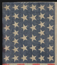 38 STARS ON A LARGE PARADE FLAG WITH BEAUTIFUL AND UNUSUAL COLORATION, COLORADO STATEHOOD, 1876-1889