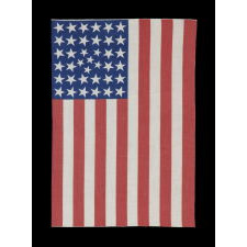 38 STARS IN A LINEAL ARRANGEMENT THAT BEARS A CLUSTER OF 6 SMALL STARS WITHIN A LINEAL PATTERN OF LARGER STARS, 1876-1889, COLORADO STATEHOOD