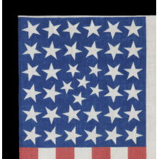 38 STARS IN A LINEAL ARRANGEMENT THAT BEARS A CLUSTER OF 6 SMALL STARS WITHIN A LINEAL PATTERN OF LARGER STARS, 1876-1889, COLORADO STATEHOOD