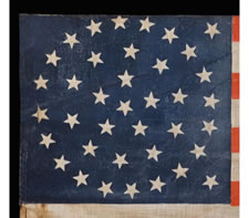 38 STARS, MEDALLION CONFIGURATION WITH 2 OUTLIERS, AN EXTRAORDINARILY LARGE AND SCARCE SIZE, COLORADO STATEHOOD, 1876-1889