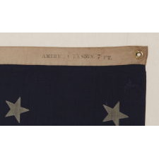 38 STARS IN A "NOTCHED" PATTERN ON A CLAMP-DYED AMERICAN FLAG OF THE 1876-1889 PERIOD, REFLECTS COLORADO STATEHOOD, MADE BY THE U.S. BUNTING COMPANY IN LOWELL, MASSACHUSETTS