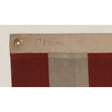 38 STARS IN A "NOTCHED" PATTERN ON A CLAMP-DYED AMERICAN FLAG OF THE 1876-1889 PERIOD, REFLECTS COLORADO STATEHOOD, MADE BY THE U.S. BUNTING COMPANY IN LOWELL, MASSACHUSETTS