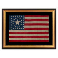 38 STARS IN A RARE AND STRIKING CIRCLE-IN-A-SQUARE MEDALLION, WITH AN ENORMOUS CENTER STAR, MADE FOR THE 1876 CENTENNIAL CELEBRATION BY HORSTMANN BROTHERS OF PHILADELPHIA, A MAJOR MILITARY OUTFITTER