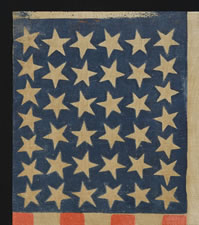 38 STARS WITH SCATTERED POSITIONING, COLORADO STATEHOOD, 1876-1889, VERTICALLY-ORIENTED AND WITH ESPECIALLY STRONG COLOR