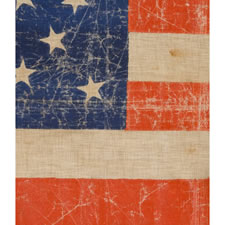 38 STARS IN A TRIPPLE WREATH MEDALLION CONFIGURATION WITH 2 OUTLIERS, A HUGE PARADE FLAG WITH GREAT WEAR, COLORADO STATEHOOD, 1876-1889