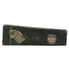 FOLK-PAINTED, 19TH CENTURY VIOLIN CASE, WITH EXCEPTIONAL FOLK FLAG AND SHIELD, MEXICAN WAR - CIVIL WAR ERA (1845-65)
