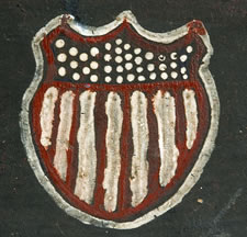 FOLK-PAINTED, 19TH CENTURY VIOLIN CASE, WITH EXCEPTIONAL FOLK FLAG AND SHIELD, MEXICAN WAR - CIVIL WAR ERA (1845-65)