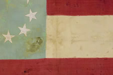 CONFEDERATE 1ST NATIONAL FORMAT FLAG (STARS & BARS) WITH A RARE, CRESCENT STAR FORMATION, CAPTURED BY  LT. CHARLES H.B. CALDWELL