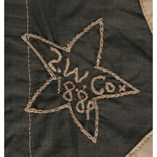 41 STARS IN A LINEAL PATTERN WITH OFFSET STARS THAT CREATE A CROSSHATCH IN THE CORNERS AND CENTER, ONE OF THE RAREST STAR COUNTS AMONG SURVIVING FLAGS OF THE 19TH CENTURY, REFLECTS MONTANA STATEHOOD IN NOVEMBER, 1889, ACCURATE FOR JUST 3 DAYS; EXHIBITED AT THE MUSEUM OF THE AMERICAN REVOLUTION FROM JUNE – SEPTEMBER, 2021