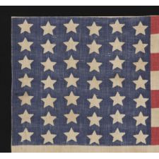 42 STARS IN A WAVE CONFIGURATION OF LINEAL COLUMNS, NEVER AN OFFICIAL STAR COUNT, 1889-1890, WASHINGTON STATEHOOD