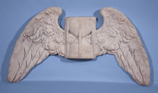 WINGED FRATERNAL HOURGLASS, MARBLE, TEMPUS FUGIT (TIME FLIES)