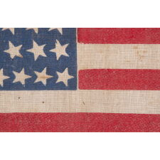 44 STAR ANTIQUE AMERICAN FLAG WITH AN HOURGLASS FORMATION ON A BRILLIANT BLUE CANTON; REFLECTS THE ERA WHEN WYOMING WAS THE MOST RECENT STATE TO JOIN THE UNION, 1890-1896