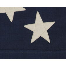 44 STARS CONFIGURED INTO THE LETTERS “U.S.”, PATENTED IN 1890 BY W.R. WASHBURN, ONE OF ONLY FOUR KNOWN SURVIVING EXAMPLES & ONE OF THE VERY BEST DESIGNS KNOWN TO EXIST ACROSS EARLY AMERICAN FLAGS OF ALL PERIODS; EXHIBITED AT THE MUSEUM OF THE AMERICAN REVOLUTION FROM JUNE – SEPTEMBER, 2021