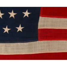 45 STAR ANTIQUE AMERICAN FLAG IN A SMALL AND DESIRABLE SCALE AMONG THOSE OF THE PERIOD WITH PIECED AND SEWN CONSTRUCTION, OFFICIAL FROM 1896-1908; SPANISH-AMERICAN WAR ERA, REFLECTS THE PERIOD WHEN UTAH WAS THE MOST RECENT STATE TO JOIN THE UNION