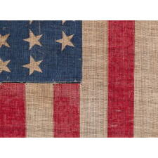 45 STAR ANTIQUE AMERICAN PARADE FLAG WITH ITS STARS ARRANGED IN A NOTCHED PATTERN, 1896-1908, UTAH STATEHOOD