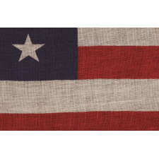 45 STARS IN STAGGERED ROWS ON AN ANTIQUE AMERICAN PARADE FLAG OF THE 1896-1908 PERIOD, SPANISH-AMERICAN WAR ERA, REFLECTING UTAH STATEHOOD