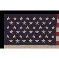 45 STARS IN STAGGERED ROWS ON AN ANTIQUE AMERICAN PARADE FLAG OF THE 1896-1908 PERIOD, SPANISH-AMERICAN WAR ERA, REFLECTING UTAH STATEHOOD
