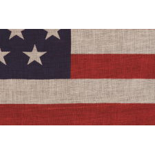 45 STARS IN STAGGERED ROWS ON AN ANTIQUE AMERICAN PARADE FLAG OF THE 1896-1908 PERIOD, SPANISH-AMERICAN WAR ERA, REFLECTING UTAH STATEHOOD