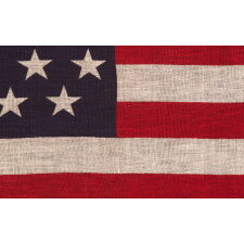 45 STARS IN STAGGERED ROWS ON AN ANTIQUE AMERICAN PARADE FLAG OF THE 1896-1908 PERIOD, SPANISH-AMERICAN WAR ERA, REFLECTING UTAH STATEHOOD