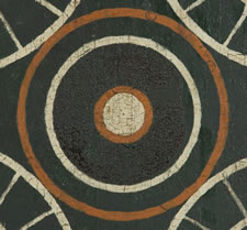 GREEN PAINTED PARCHEESI BOARD, SIGNED, FROM MASSACHUSETTS, CA 1850-80