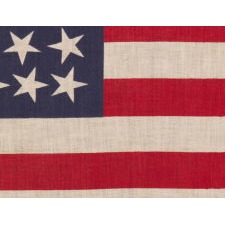 46 STAR ANTIQUE AMERICAN FLAG WITH VARIED STAR POSITIONING, 1907-1912, REFLECTS THE PERIOD WHEN OKLAHOMA WAS THE MOST RECENT STATE TO JOIN THE UNION