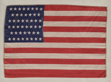 46 STARS IN "TILTED ROWS", SILK, 1907-1912, OKLAHOMA STATEHOOD