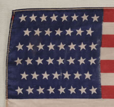 46 STARS IN "TILTED ROWS", SILK, 1907-1912, OKLAHOMA STATEHOOD