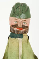 SET OF EIGHT 19TH CENTURY GERMAN-MADE PUPPETS, HAND-CARVED AND PAINTED, WITH ORIGINAL GARMENTS