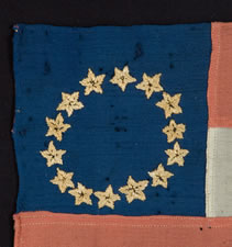 LARGE FORMAT, CONFEDERATE 1ST NATIONAL (STARS & BARS) BIBLE FLAG WITH 14 EMBROIDERED SILK STARS