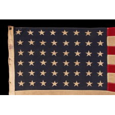 48 STAR, VINTAGE AMERICAN FLAG WITH AN EARLY “STORM KING” LABEL, ATTRIBUTED TO THE “OLD GLORY” FLAG CO. OF CHICAGO, OR COLLEGEVILLE FLAG & MFG. CO. OF PENNSYLVANIA, circa 1935-1950