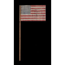 48 STARS ON AN ANTIQUE AMERICAN FLAG MADE FOR USE BY CIVIL WAR VETERANS AT THE 50-YEAR ANNIVERSARY OF THE BATTLE OF GETTYSBURG, WITH A RELATIONSHIP TO THE STORY OF JACK SKELLY & GINNIE WADE