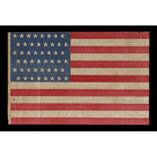 48 STARS IN STAGGERED ROWS ON A PARADE FLAG WITH A BRILLIANT, CORNFLOWER BLUE CANTON, 1896-1918