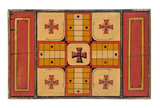 QUEBEC PARCHEESI BOARD WITH EXTRAORDINARY GRAPHICS & COLORS & ROYAL CANADIAN MOUNTED POLICE PROVENANCE: