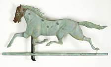 ETHAN ALLEN HORSE WEATHERVANE WITH EXCEPTIONAL SURFACE, LARGE SCALE, SCULPTURAL FORM, ca 1860-1890, FROM A BARN IN WENHAM, MASS.