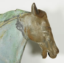 ETHAN ALLEN HORSE WEATHERVANE WITH EXCEPTIONAL SURFACE, LARGE SCALE, SCULPTURAL FORM, ca 1860-1890, FROM A BARN IN WENHAM, MASS.