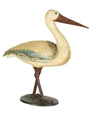 SPECTACULAR STORK CARVING WITH BEAUTIFULLY PAINTED AND CRAZED SURFACE, MICHIGAN, 1880-1920