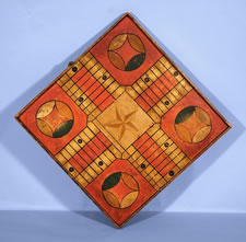 COLORFUL PARCHEESI BOARD OF EXTRAORDINARY SIZE, 1885-1890's