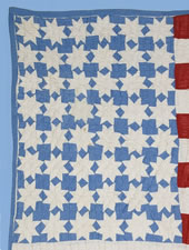 WHIMSICAL PATRIOTIC FLAG QUILT WITH 48 EIGHT-POINTED STARS