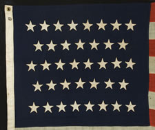 38 HAND-SEWN STARS, 1876-1889, COLORADO STATEHOOD