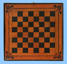 THE ONLY VINEGAR-PAINTED CHECKER BOARD I HAVE EVER ENCOUNTERED, EXCEPTIONAL QUALITY AND CONDITION, PENNSYLVANIA ORIGIN, 1840-1870: