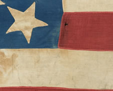 RARE, CIVIL WAR PERIOD, SOUTHERN-EXCLUSIONARY FLAG WITH 25 STARS, ARRANGED IN A BEAUTIFUL MEDALLION CONFIGURATION, ON A CORNFLOWER BLUE CANTON, LATE WAR, 1864-65