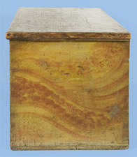 6-BOARD CHEST WITH WHIMSICAL GRAIN PAINT DECORATION, ca 1810-1850, FOUND ON NANTUCKET, MASSACHUSETTS