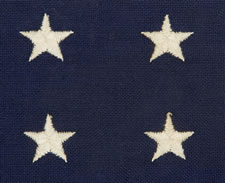48 EMBROIDERED STARS, MARKED "BULL DOG BUNTING",