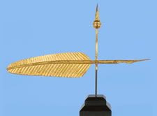 DIMINUTIVE QUILL WEATHERVANE, 1880-1910, WITH EXCEPTIONAL FORM AND GILDED SURFACE